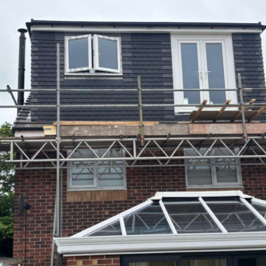 Rear Dorma With Scaffolding in Stone Staffordshire