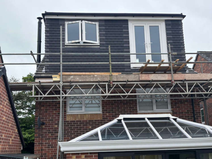 Rear Dorma With Scaffolding in Stone Staffordshire