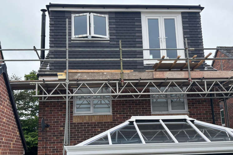 Rear Dorma With Scaffolding in Stone Staffordshire
